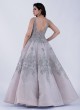 Light Grey Embroidered Designer Gown