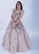 Grey Party Wear Designer Gown with Fancy Sleeves