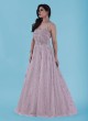 Pink Designer Embroidered Net Gown