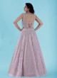 Pink Designer Embroidered Net Gown