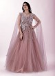 Onion Pink Embroidered Designer Gown