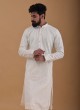 Cream Heavy Lucknowi Kurta Pajama