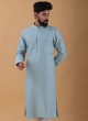 Sequin Wok Kurta Pajama In Aqua Blue Color