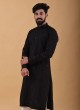 Art Silk Kurta Pajama In Black Color