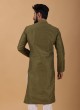 Mehendi Green Color Kurta Set In Art Silk Fabric