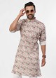 Flex Fabric Kurta Pajama In Off White Color