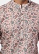 Peach Printed Flex Fabric Kurta Pajama