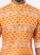 Orange And White Flex Fabric Kurta Pajama