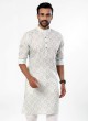 Light Pista Flex fabric Kurta Pajama In Festive