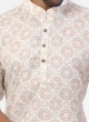 Off White Flower Printed Kurta Pajama