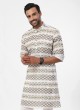 White Digital Printed Kurta Pajama In White Color