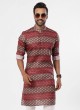 Printed Maroon Color Kurta Pajama