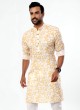 Yellow Digital Printed Kurta Pajama