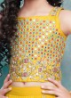 Yellow Tiered Lehenga Choli Set In Chiffon With Dupatta