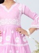 Pink And White Salwar Suit In Thread Work