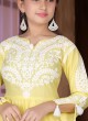 Yellow And White Cotton Anarkali Salwar Kameez
