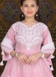 Pink And White Cotton Anarkali Salwar Kameez With Dupatta