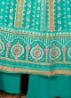 Designer Thread Work Palazzo Suit In Sea Green