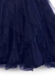 Blue Gown In Net With Ruffle Frills Sleeves