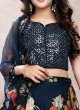 Gorgeous Navy Blue Wedding Wear Floral Printed Lehenga Choli