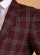 Checks Maroon Tweed Fabric Blazer