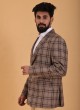 Tweed Khaki Color Checks Blazer For Men