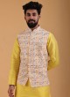 Silk Nehru Jacket In Lemon Yellow