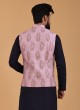 Onion Pink Floral Motifs Nehru Jacket