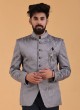 Designer Grey Color Jodhpuri Suit