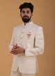 Cream Art Silk Jodhpuri Suit