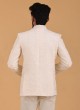 Cream Art Silk Jodhpuri Suit