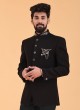 Thread Work Jodhpuri Suit In Black Color