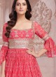 Ethnic Indian Red Chiffon Bandhani Printed Gown