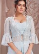 Light Sky Blue Chiffon Jacket Style Palazzo Salwar Suit