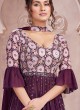 Dark Purple Sharara Suit In Chiffon With Embroidered Work