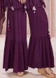 Dark Purple Sharara Suit In Chiffon With Embroidered Work