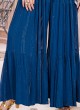 Designer Blue Chiffon Jumpsuit With Belt