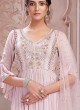 Designer Embroidered Work Palazzo Suit In Dusty Rose Pink