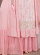 Pink Chiffon Palazzo Suit With Net Dupatta