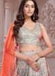 Light Grey And Red Designer Lehenga Choli