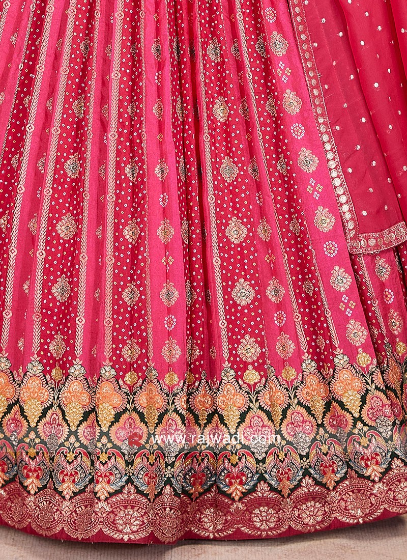 Indian Red Designer Lehenga With Embroidered Choli