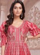 Red And Pink Shaded Designer Gown