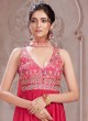 Designer Deep Pink Embroidered Palazzo Suit