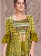 Mehndi Green Palazzo Set with Long Jacket