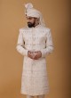 Designer Cream Sherwani For Groom Wear