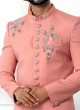 Dark Peach Readymade Hand Embroidered Sherwani Set