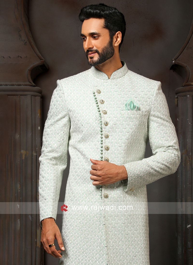 Asymmetric sherwani clearance