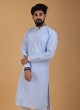 Lucknowi Work Kurta Pajama In Blue Color