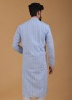 Lucknowi Work Kurta Pajama In Blue Color