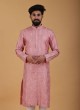 Peach Color Readymade Art Silk Kurta Pajama